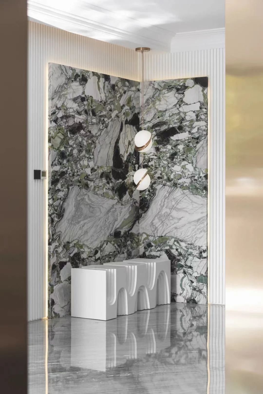 Cold Jade Marble Wall Project