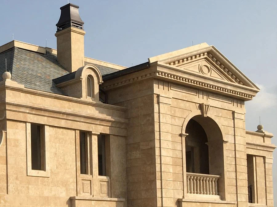 Exterior wall of limestone villa