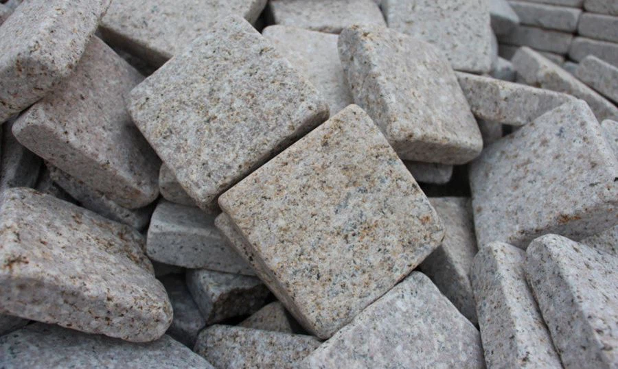 Sunset Gold Granite Cube Stone Tumbled Face Sunset Gold Granite Cube Stone Tumbled Face