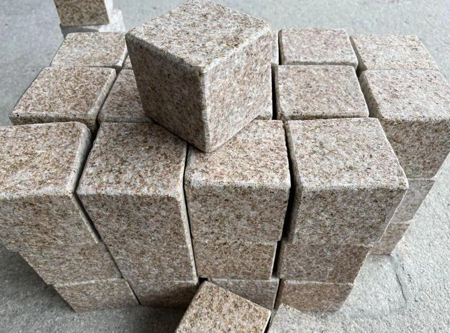Giallo Rustic Granite Cube Stone Flamed Surface