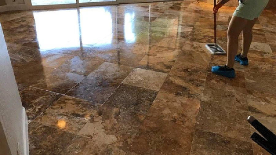 Action before sealing the travertine Action before sealing the travertine