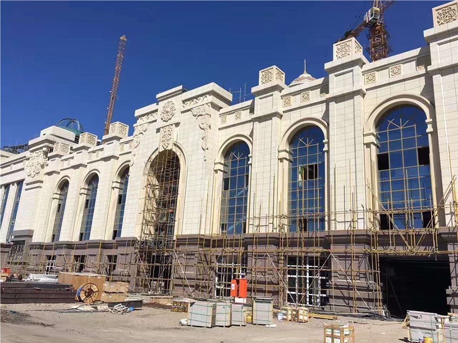 Chocolate Brown Granite Wall Facade 01
