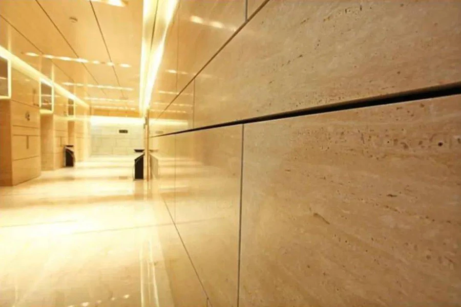 Travertine Stone Wall with Gaps Travertine Stone Wall with Gaps