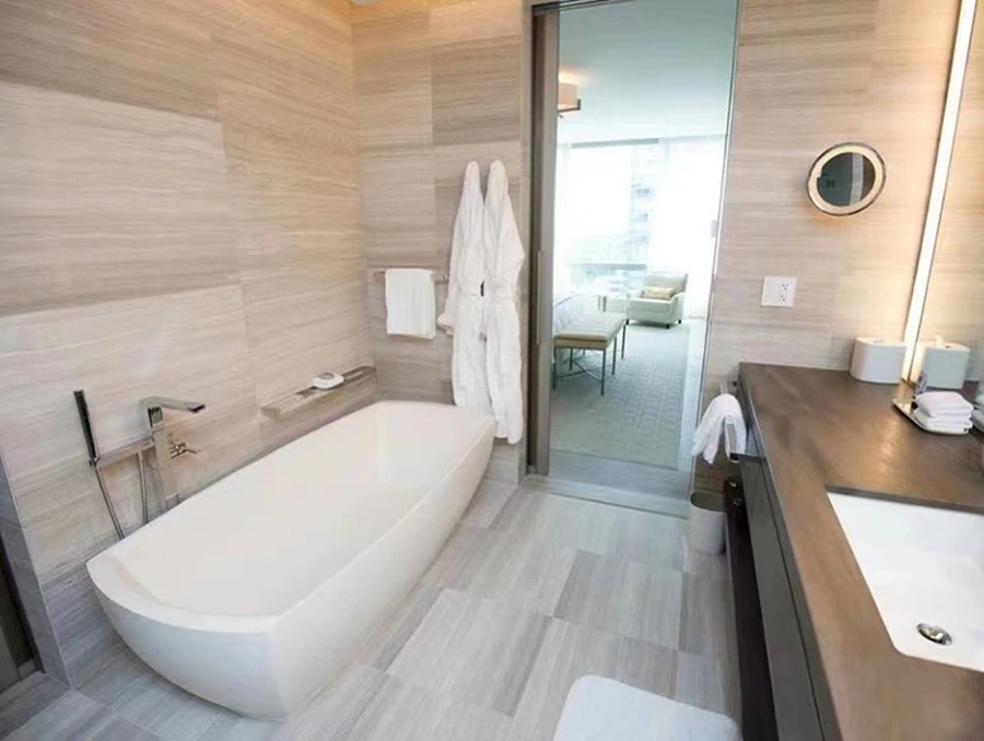 White Wooden Marble Bathroom