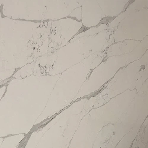 Statuary White Engineered Quartz Kitchen Countertop with Beige Veins Polished