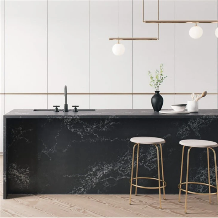Black Quartz With White Veins Countertop 2