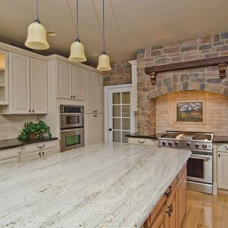 River White Granite Kitchen Island