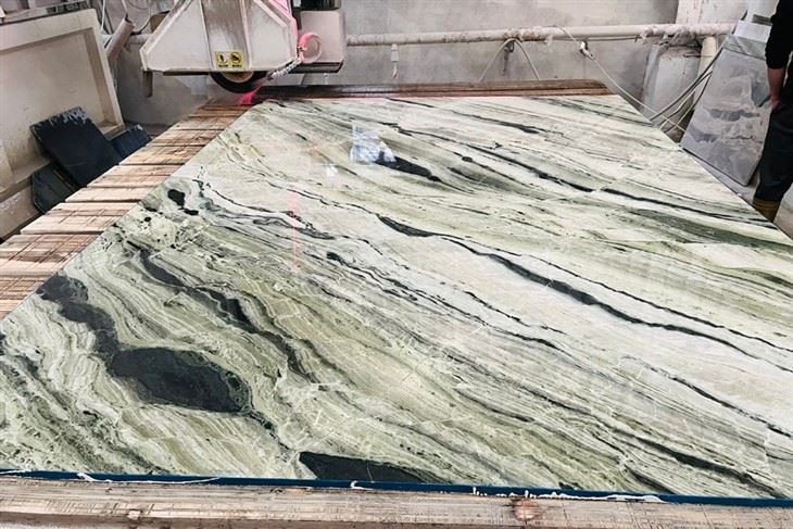 Camellia Green Marble Cutting