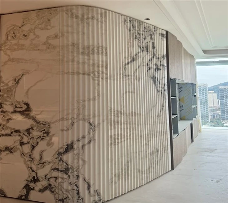 Oyster White Marble Living Room Wall