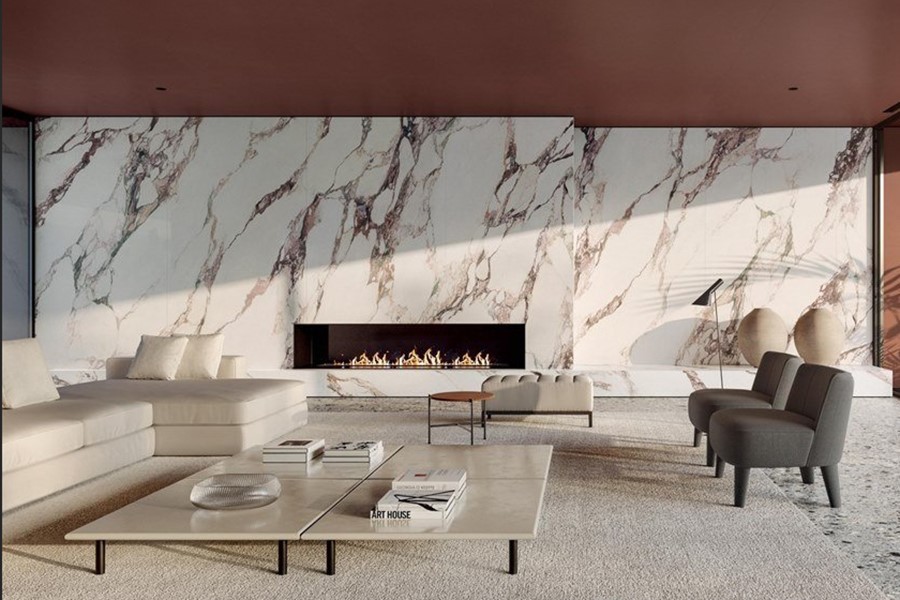 Calacatta Pink Marble Fireplace Calacatta Pink Marble Fireplace