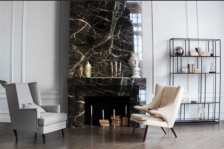 Verde Levanto Marble Fireplace